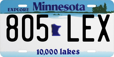 MN license plate 805LEX