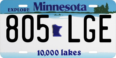 MN license plate 805LGE