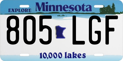 MN license plate 805LGF