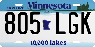MN license plate 805LGK