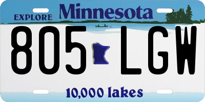 MN license plate 805LGW