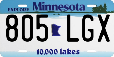 MN license plate 805LGX