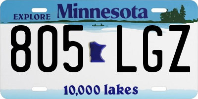 MN license plate 805LGZ