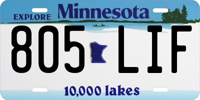 MN license plate 805LIF