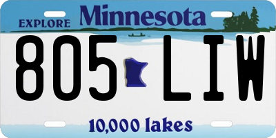 MN license plate 805LIW