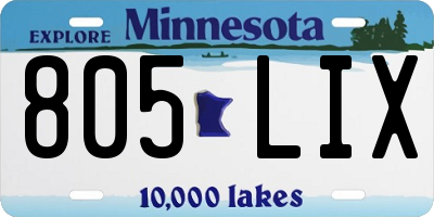 MN license plate 805LIX