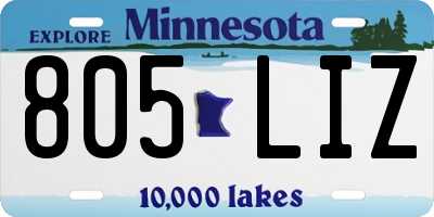 MN license plate 805LIZ