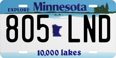 MN license plate 805LND
