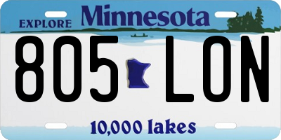 MN license plate 805LON