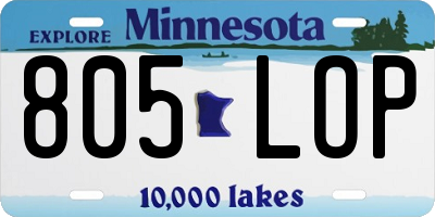 MN license plate 805LOP