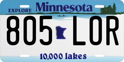 MN license plate 805LOR