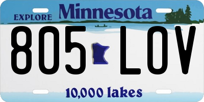 MN license plate 805LOV