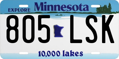 MN license plate 805LSK