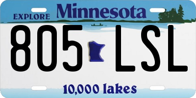 MN license plate 805LSL