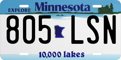 MN license plate 805LSN