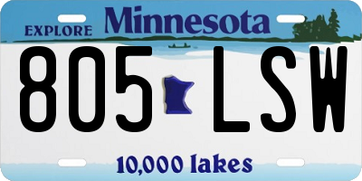 MN license plate 805LSW