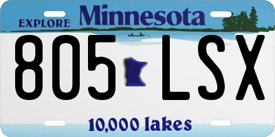 MN license plate 805LSX