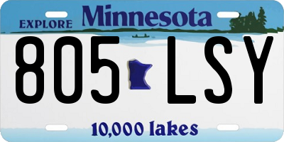 MN license plate 805LSY