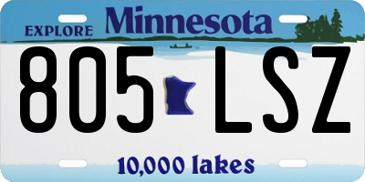 MN license plate 805LSZ
