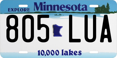 MN license plate 805LUA