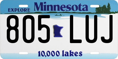 MN license plate 805LUJ
