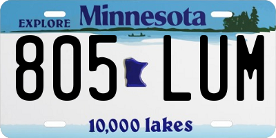 MN license plate 805LUM
