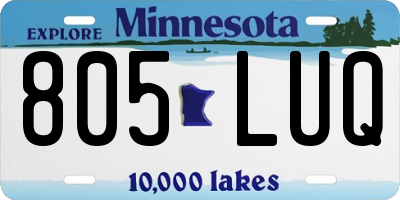 MN license plate 805LUQ