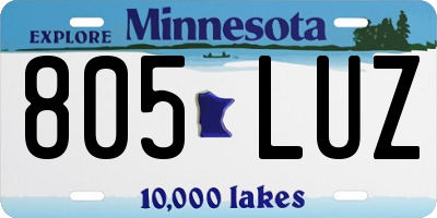 MN license plate 805LUZ
