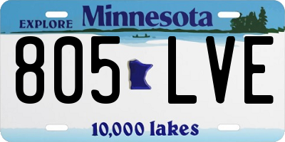 MN license plate 805LVE