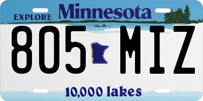 MN license plate 805MIZ