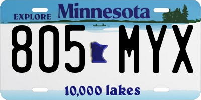 MN license plate 805MYX