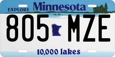 MN license plate 805MZE