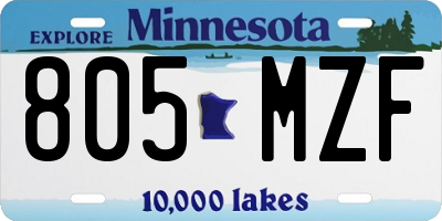 MN license plate 805MZF