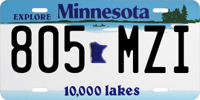 MN license plate 805MZI