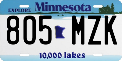 MN license plate 805MZK