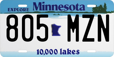 MN license plate 805MZN