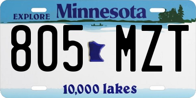MN license plate 805MZT