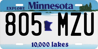 MN license plate 805MZU