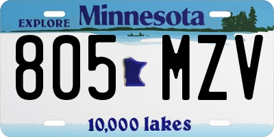 MN license plate 805MZV