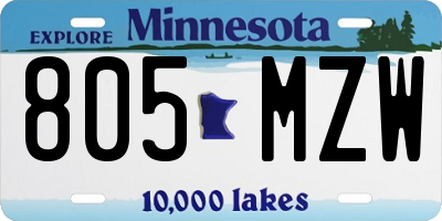 MN license plate 805MZW
