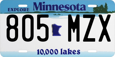 MN license plate 805MZX