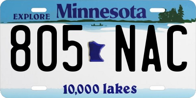 MN license plate 805NAC