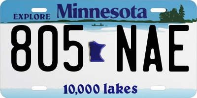 MN license plate 805NAE