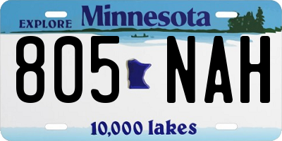 MN license plate 805NAH