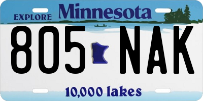 MN license plate 805NAK