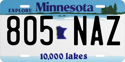 MN license plate 805NAZ