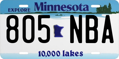 MN license plate 805NBA
