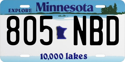 MN license plate 805NBD