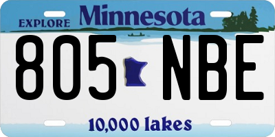 MN license plate 805NBE