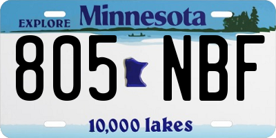 MN license plate 805NBF